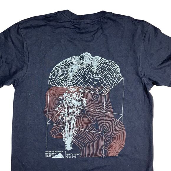 Stance T Shirt Mens S Blue Surface Artsy Geometric Cotton Mountains Skateboard - Picture 1 of 7